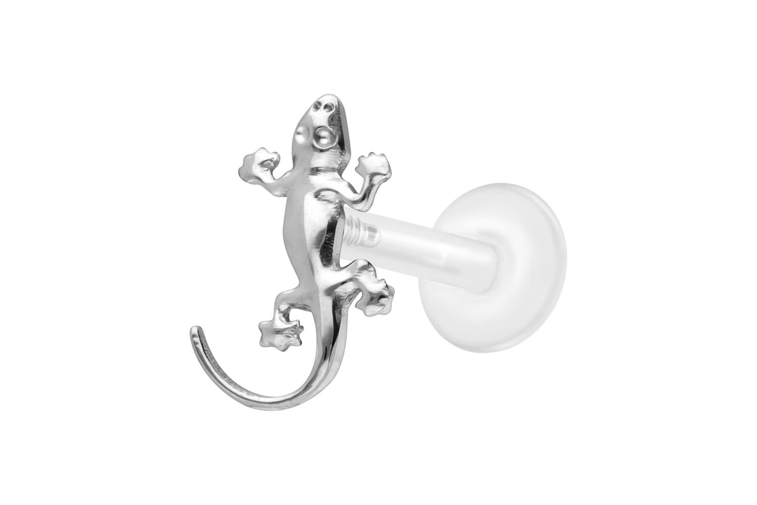 PTFE Labret Piercing mit Innengewinde + Titan-Aufsatz GECKO